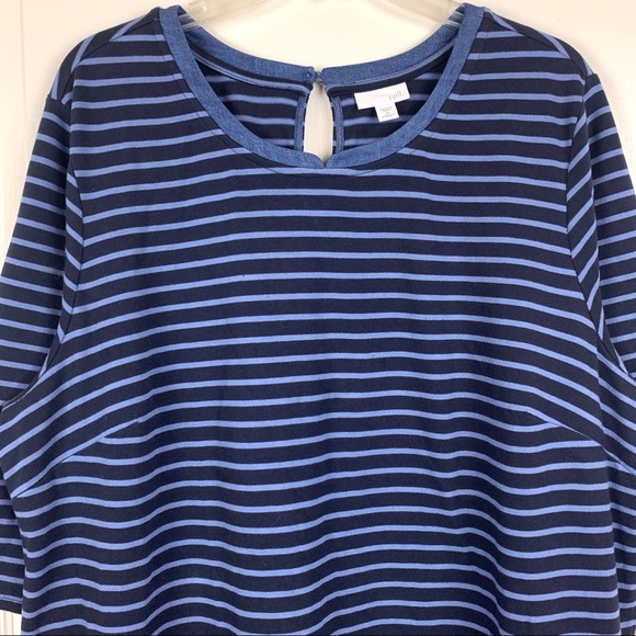 J.Jill Striped Mixed Media Chambray Shirttail Shift Tunic Dress - Picture 3 of 6